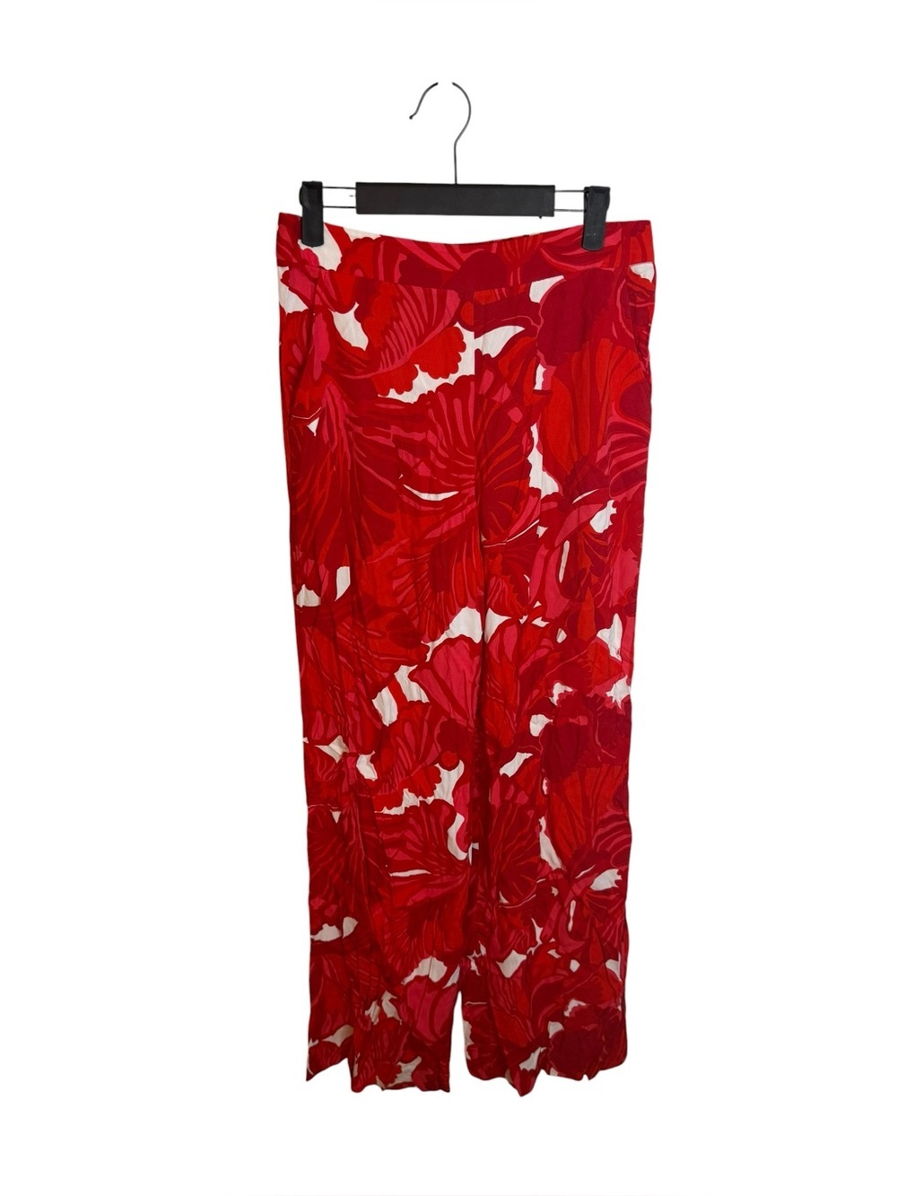 Trina Turk Red and White Tropical Wide Leg Pants